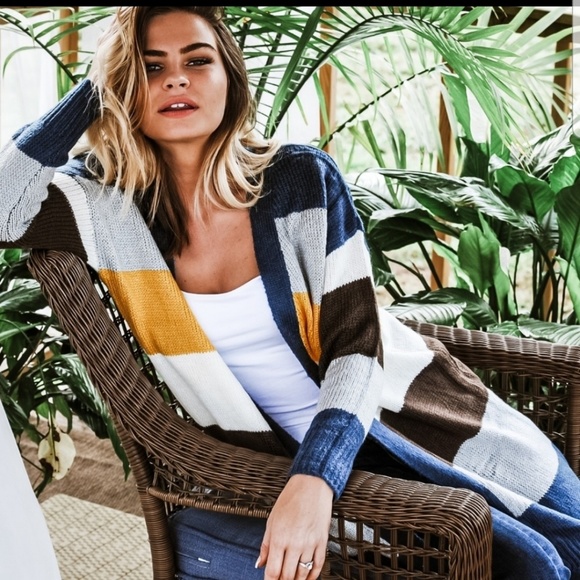 High Call Sweaters - LAST 1! (S) Colorblock striped cardigan